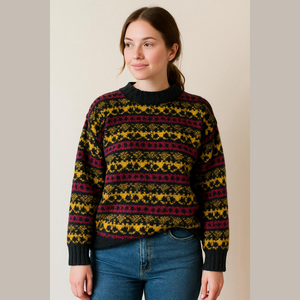 90s vintage fair isle colorful knit mockneck sweater striped sweater 80s